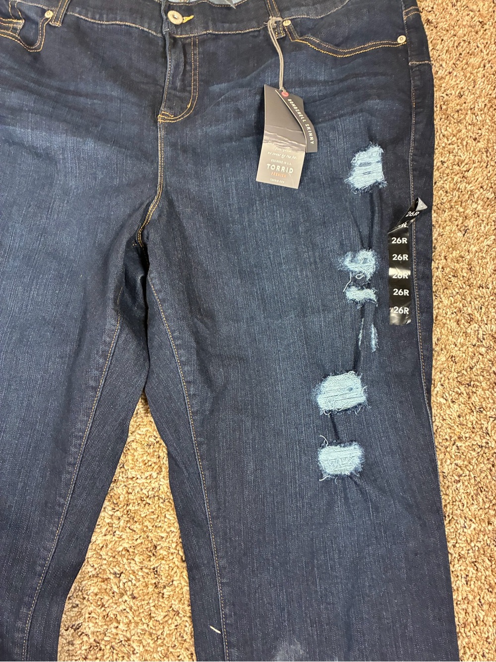 NWTs Torrid Premium Distressed Dark Wash Bombshell Skinny Jeans - Picture 4 of 13